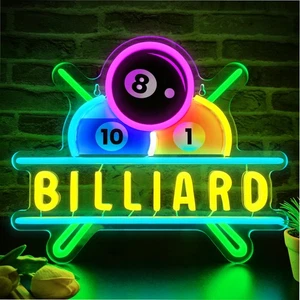 Billiards Neon Sign for Wall Decor Dimmable Billiards Neon Lights for Game Ro... - Picture 1 of 9