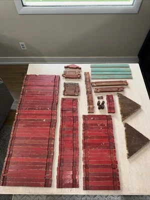Vintage 1960s Lincoln Logs 137 Pieces-Real Wood Logs  Building Set Misc Pieces - Image 1 of 4