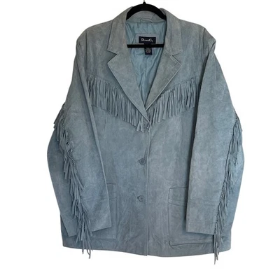 Denim Co. женщин 2 X синий замшевый Western бахрома блейзер куртка - Изображение 1 из 4