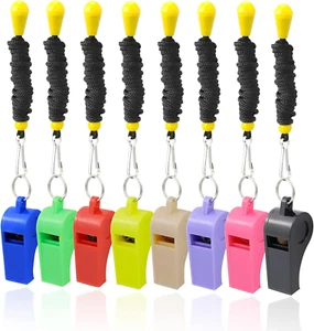 Whistle 8 Pack Plastic Whistles for Adults, Sports Whistle Bulk for Coach, Refer - Picture 1 of 12