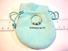 TIFFANY & CO. Gold Ring Blue Sapphires & Pearls, 750YG, size 9.75