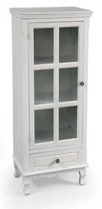 MOBILE VETRINA VETRINETTA ANTA CASSETTO LEGNO SHABBY CHIC BIANCA PERLA BIANCO - Foto 1 di 1