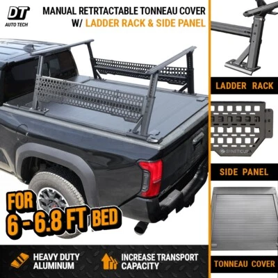 Fit 2007-21 Tundra 6.5ft Tonneau Cover MR Retract w/Ladder Rack01 + Molle Panel - Image 1 of 4