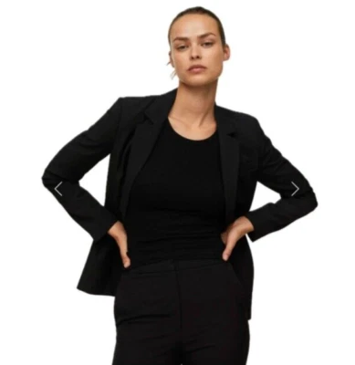 Chaqueta Blazer MANGO Para Mujer Talla 12 Negra Un Pecho Forrada Ajustada Foto 1 de 4