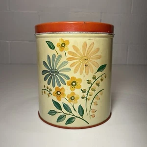 Vintage Canisters NC Colorware Nesting Metal Tins Flowers Toleware Set Of 4 - Picture 1 of 16