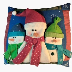 St Nicholas Square Snowman Trio Pillow Festive Holiday Decor Christmas Toss - Picture 1 of 7