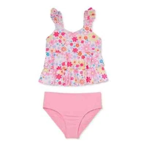 Wonder Nation Girls Floral Ruffle Tankini Swimsuit with UPF 50+ XXL 18 Mid Rise - Picture 1 of 4