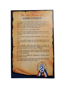 THE NINE PROMISES OF A GOOD CITIZEN PATRIOTIC POSTCARD 1948 See Pics - Picture 1 of 6