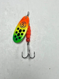 Mepps BlackFury #5 1/2 oz Plain Treble hook- Orange body with Multi Color blade - Picture 1 of 4