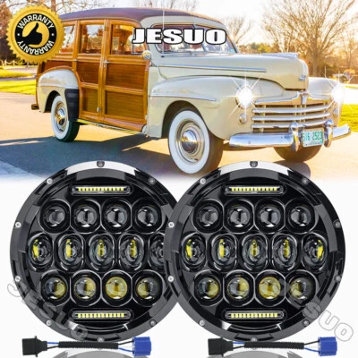For Ford Deluxe 1939-1951 7" Inch Round LED Headlights Pair Foto 1 de 4