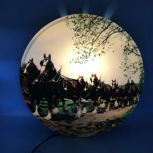 Grimm Industries Wall Hanging Illuminated Budweiser Type Clydesdale Horses 16" D - Picture 1 of 5