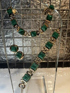 Vintage Trifari Green Lucite 3 Piece Faux Jade Statement Set - Picture 1 of 21