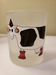 Dartington Designs Frosted Glass Painted COW France Excellent - Picture 1 of 4