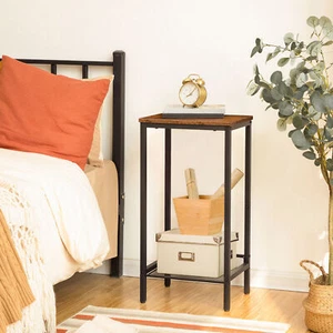 HOOBRO Side Table Industrial End Table w/ Adjustable Mesh Shelf Telephone Table - Picture 1 of 12