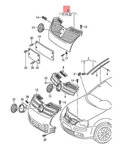 Genuine VW Golf R32 Radiator Grille Satin Black/Chrome Matt Silk 1K5853651EUBN - Picture 1 of 1