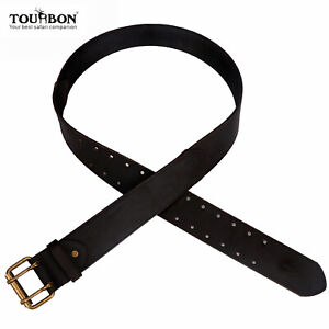 TOURBON Men Leather 2" Wide Workshop Tool Carry Belt Removeable Buckle for Gift