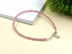 A++ Pink Tourmaline Faceted Round Gemstone Beads Girls & women Bracelets 6-8'' - Picture 1 of 12