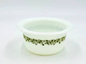 Tina de mantequilla Pyrex vintage plato redondo vidrio de leche flor de resorte verde #75 sin tapa - Imagen 1 de 6