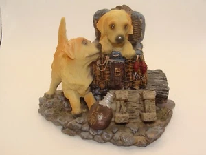 2 Puppies Playing In A Basket ~ 5.25”x5.34”~ Very Great Condition ~ - Picture 1 of 6