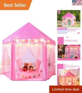 Magical Princess Castle Tent with Star Lights for Girls – 48" Hexagon Playhouse - Picture 1 of 8