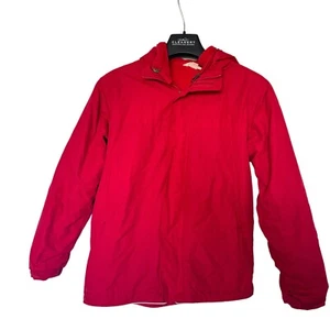Lands End Kids Youth 2 in 1 Jacket Medium 10-12 Hood Red Removable Fleece Liner - Picture 1 of 10