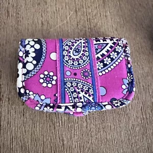 Vera Bradley Boysenberry Purple Paisley Magnetic Folding Pouch Wallet Two Pocket - Picture 1 of 8