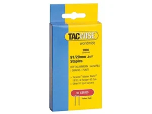 Tacwise - 91 Narrow Crown Staples 20mm - Electric Tackers Pack 1000 - Picture 1 of 2