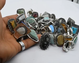 Lote de 10 anillos de mezcla minimalista de piedras preciosas / anillos de estilo vintage / anillos para regalo ~ - Imagen 1 de 3