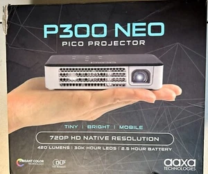 AAXA P300 Neo Pico Projector 7200p HD 420 Lumens 2.5 Hour Battery W/wall Screen - Picture 1 of 14
