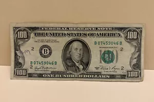 Series 1981 US One Hundred Dollar Bill $100 New York B 07459046 B - Picture 1 of 4