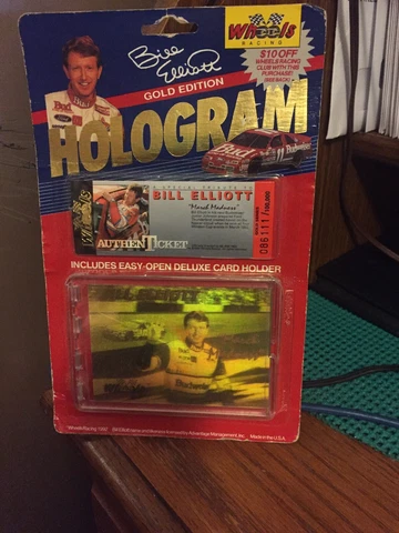 NEW SEALED1992 WHEELS BILL ELLIOTTT HOLOGRAM CARD  AUTHENTIC TICKET GOLD EDITION Cover