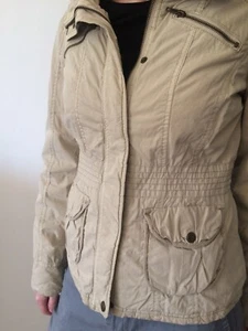 M&S INDIGO COLLECTION WOMEN'S SMALL 8 CREAM COTTON PADDED JACKET COAT USED *EX - Picture 1 of 11