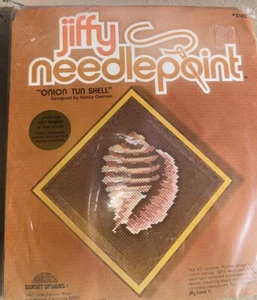Vintage Jiffy Needlepoint Kit Onion Tun Conch Shell NOS SEALED - Picture 1 of 2