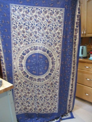 Sunshine Joy Blue Flower Grey Elephant Tapestry Hippie Boho  60x90 - Image 1 of 4