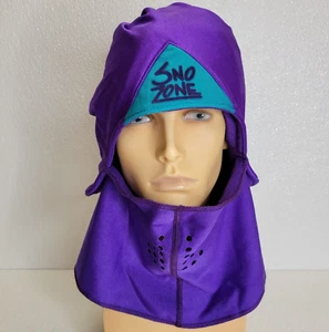 Vintage Ski Tote Sno Zone Stormkloth Ski Winter Hat Balaclava Purple Blue - Picture 1 of 12