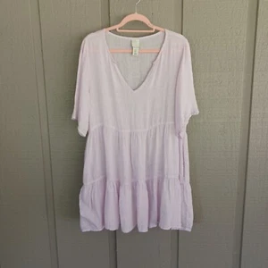 Mini Abito Joie Lino Babydoll Taglia S Donna Semi Trasparente Preppy In Morbida Lavanda - Foto 1 di 15