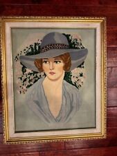 Framed Handmade rug - Lady in hat. 