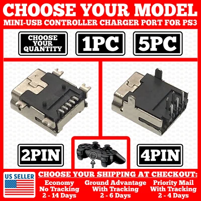 Mini USB Port for PlayStation 3 PS3 Controller Charger Charging Replacement Jack - Image 1 of 2