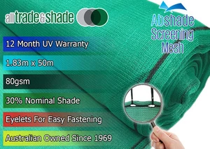 Windbreak/Industrial/Scaffold Mesh w. Eyelets 30% 1.83M x 50M Econo Green - Picture 1 of 4