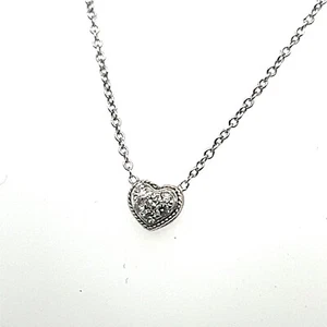 18kt Penny Preville 1/5th CT Pave Diamond HEART Petite Necklace•Ladies Girls 16” - Picture 1 of 7