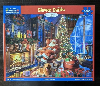 White Mountain 1000 Piece Puzzle - Sleepy Santa (Larger Pieces) - Image 1 of 4