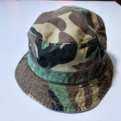 Polo Ralph Lauren Camo Bucket Hat Green Brown Faded Camouflage Logo Cap Size S/M - Image 1 of 4
