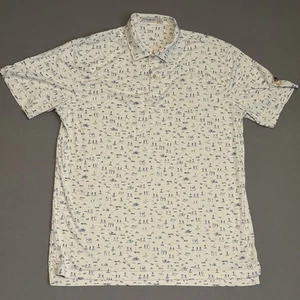 Peter Millar Poloshirt Herren L weiß Golf federleicht Strand Aktivitäten AOP UPF - Bild 1 von 8