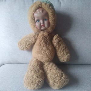 Vintage Teddy Bear Doll 30s Ceramic Head Cute - Picture 1 of 11