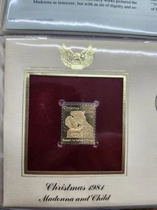 1981 $0.18 22k Golden Replica Christmas Madonna And Baby First Day Issue Stamp - Picture 1 of 3