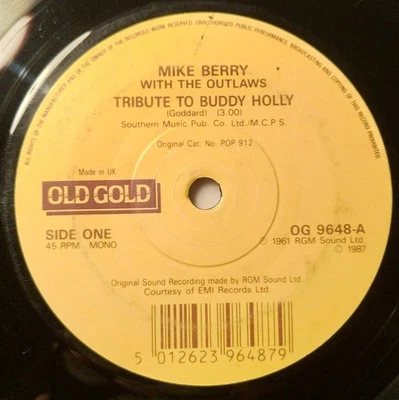 Mike Berry Buddy Holly Tribute 7" Vinyl Black Cats Rendezvous Coupling Used - Image 1 of 4