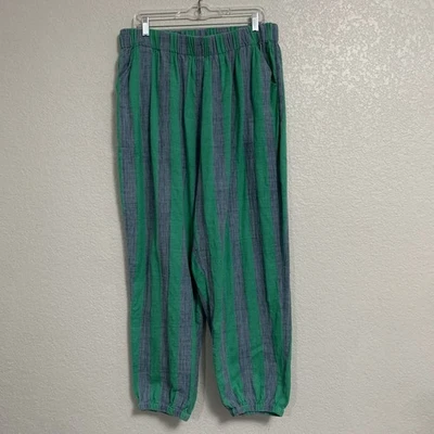 Ace Jig Pants Womens XL Organic Cotton Pull On Striped Patchwork Baggy Jogger - Image 1 of 4