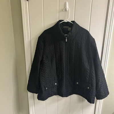 Jane Ashley повседневный женщин 3 XL молнии черный стеганая куртка пальто классический осени - Изображение 1 из 4