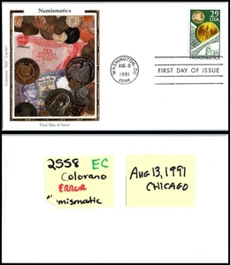 1991 Numismatics 2558 FDC Colorano Silk currency collecting Error Cancel EC - Picture 1 of 1