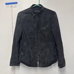Chaqueta con botones de cuero gamuza de cabra John Varvatos talla 44 - Imagen 1 de 9